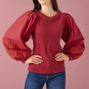 Alivia The Chrissy Top - Clay Embroidery